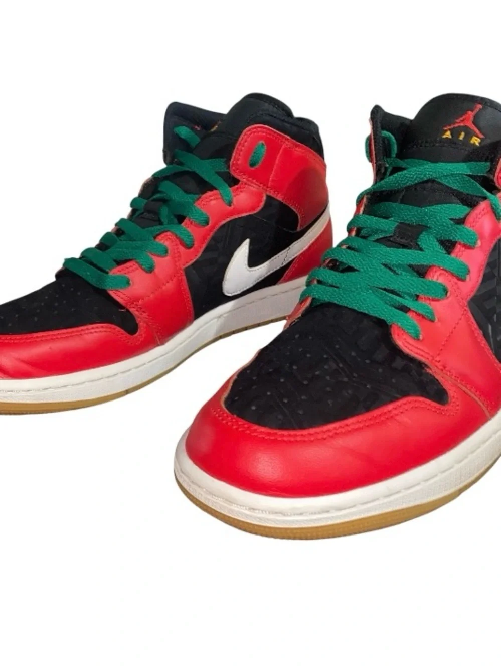 Air Jordan 1 Mid SE Men's Size 10.5 Black/Fire Red-White-Malachite DQ8417-006